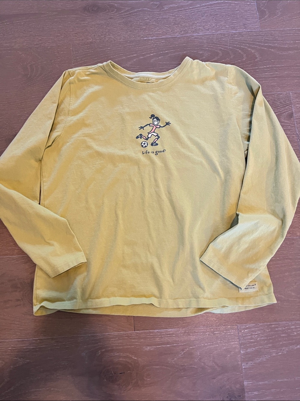 Life is Good Soccer Girl Long Sleeve Cotton Tee size large